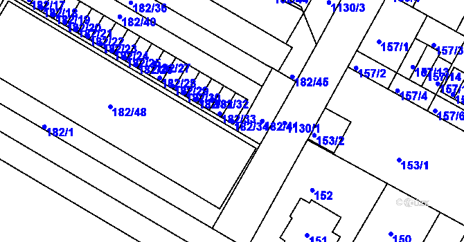 Parcela st. 182/34 v KÚ Prosek, Katastrální mapa