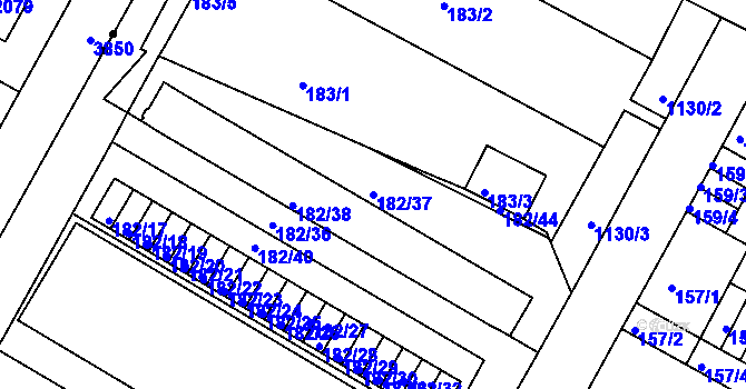 Parcela st. 182/37 v KÚ Prosek, Katastrální mapa
