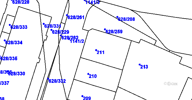 Parcela st. 211 v KÚ Prosek, Katastrální mapa