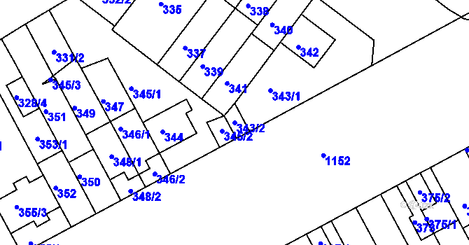 Parcela st. 343/2 v KÚ Prosek, Katastrální mapa