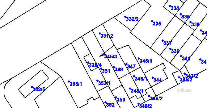 Parcela st. 345/3 v KÚ Prosek, Katastrální mapa