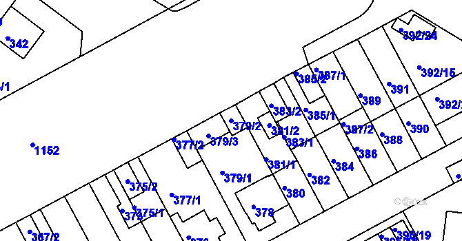 Parcela st. 379/2 v KÚ Prosek, Katastrální mapa