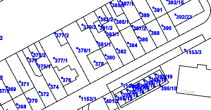 Parcela st. 380 v KÚ Prosek, Katastrální mapa
