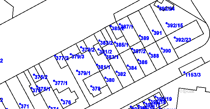 Parcela st. 383/1 v KÚ Prosek, Katastrální mapa