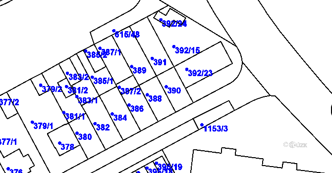 Parcela st. 390 v KÚ Prosek, Katastrální mapa