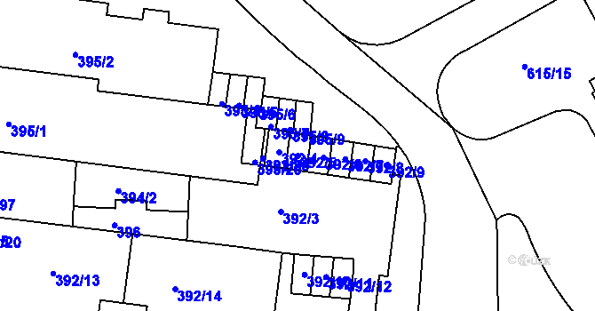 Parcela st. 392/5 v KÚ Prosek, Katastrální mapa