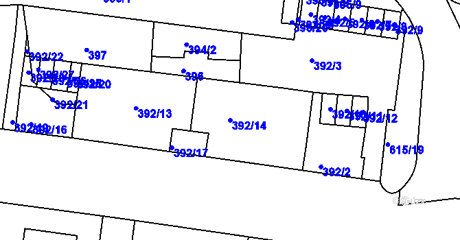 Parcela st. 392/14 v KÚ Prosek, Katastrální mapa