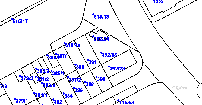 Parcela st. 392/15 v KÚ Prosek, Katastrální mapa