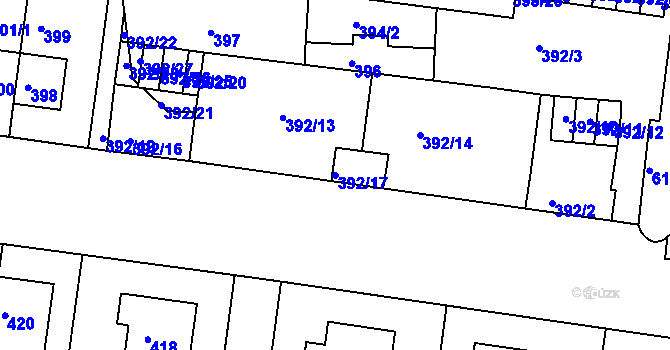 Parcela st. 392/17 v KÚ Prosek, Katastrální mapa