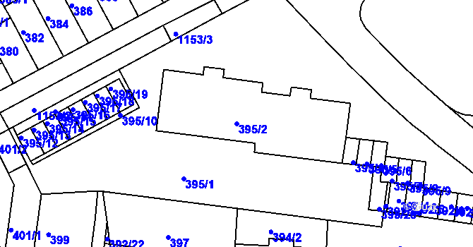 Parcela st. 395/2 v KÚ Prosek, Katastrální mapa