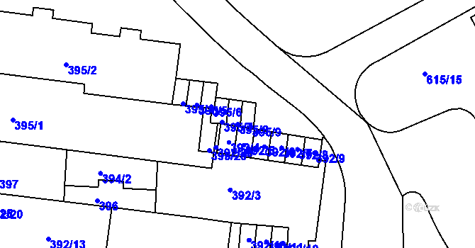 Parcela st. 395/8 v KÚ Prosek, Katastrální mapa