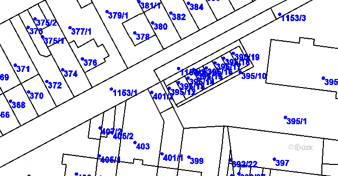 Parcela st. 395/12 v KÚ Prosek, Katastrální mapa