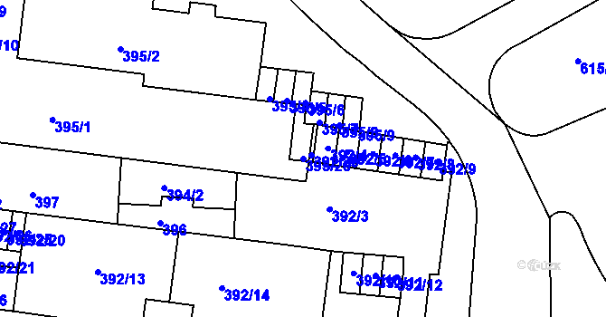 Parcela st. 395/20 v KÚ Prosek, Katastrální mapa