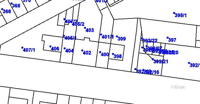 Parcela st. 400 v KÚ Prosek, Katastrální mapa