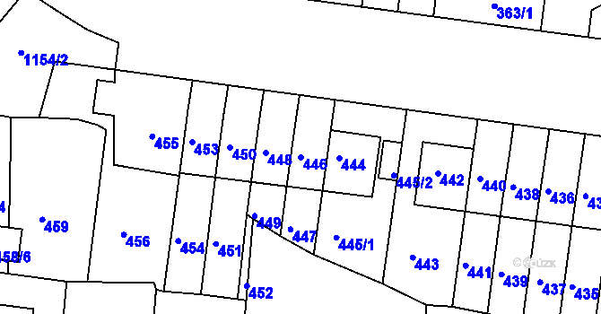 Parcela st. 446 v KÚ Prosek, Katastrální mapa