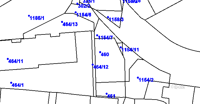 Parcela st. 460 v KÚ Prosek, Katastrální mapa