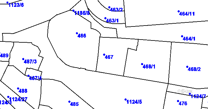 Parcela st. 467 v KÚ Prosek, Katastrální mapa
