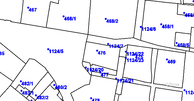 Parcela st. 476 v KÚ Prosek, Katastrální mapa