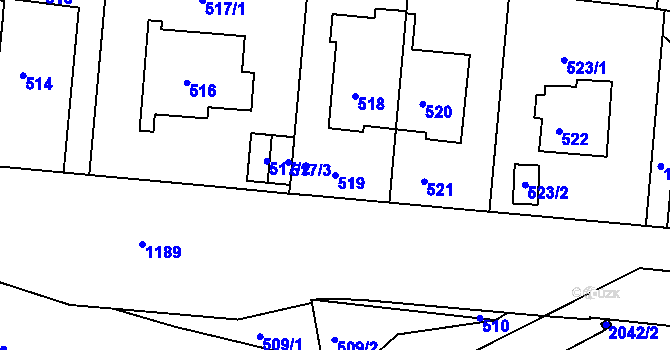 Parcela st. 519 v KÚ Prosek, Katastrální mapa