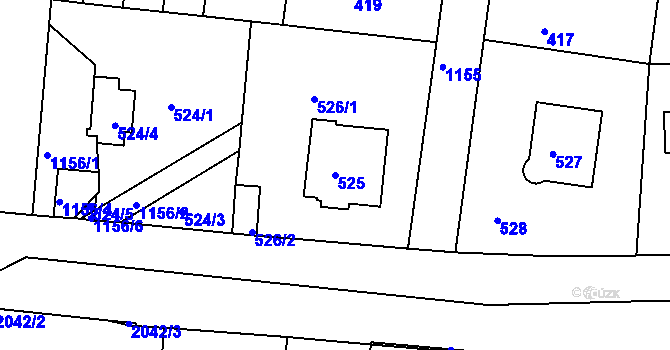 Parcela st. 525 v KÚ Prosek, Katastrální mapa