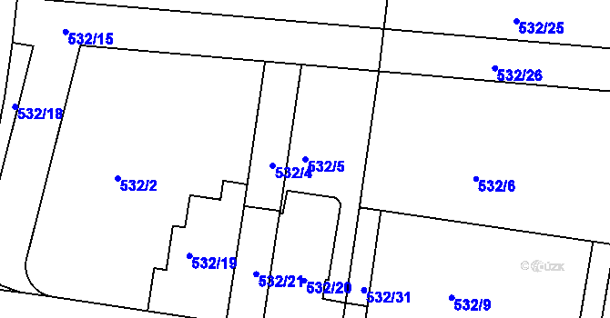 Parcela st. 532/5 v KÚ Prosek, Katastrální mapa