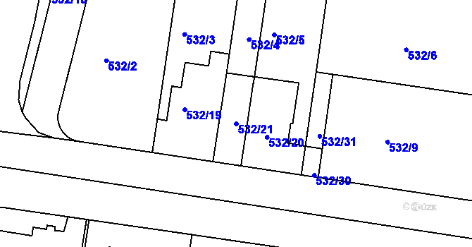 Parcela st. 532/21 v KÚ Prosek, Katastrální mapa