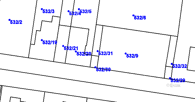 Parcela st. 532/31 v KÚ Prosek, Katastrální mapa