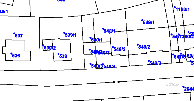 Parcela st. 548/3 v KÚ Prosek, Katastrální mapa