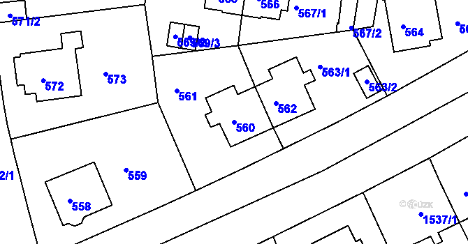 Parcela st. 560 v KÚ Prosek, Katastrální mapa