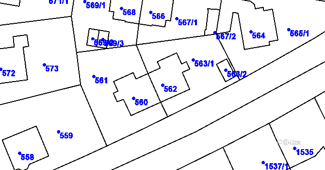 Parcela st. 562 v KÚ Prosek, Katastrální mapa