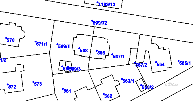 Parcela st. 566 v KÚ Prosek, Katastrální mapa