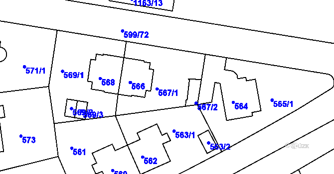 Parcela st. 567 v KÚ Prosek, Katastrální mapa