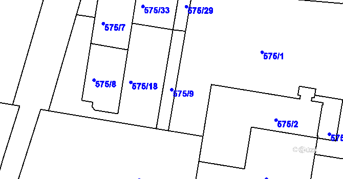 Parcela st. 575/9 v KÚ Prosek, Katastrální mapa