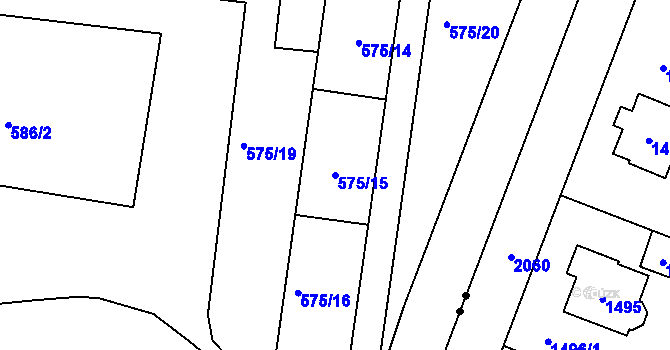 Parcela st. 575/15 v KÚ Prosek, Katastrální mapa