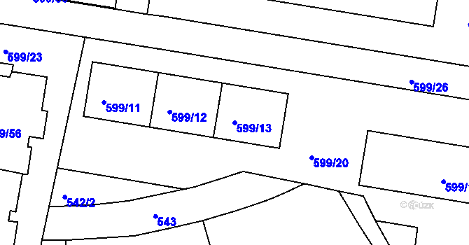 Parcela st. 599/13 v KÚ Prosek, Katastrální mapa
