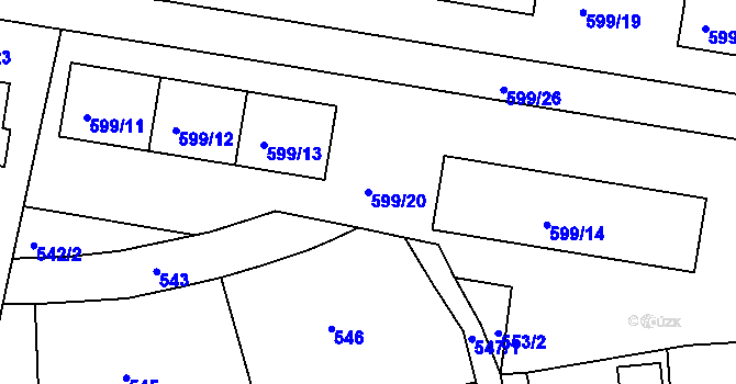 Parcela st. 599/20 v KÚ Prosek, Katastrální mapa