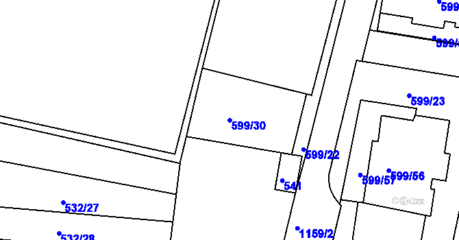 Parcela st. 599/30 v KÚ Prosek, Katastrální mapa