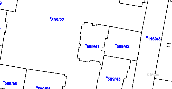 Parcela st. 599/41 v KÚ Prosek, Katastrální mapa