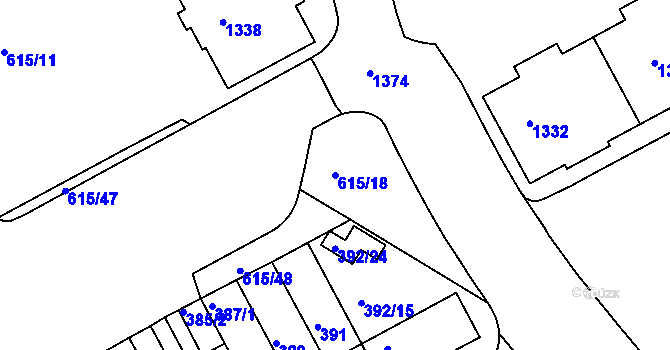 Parcela st. 615/18 v KÚ Prosek, Katastrální mapa
