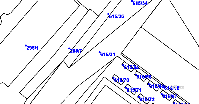 Parcela st. 615/31 v KÚ Prosek, Katastrální mapa