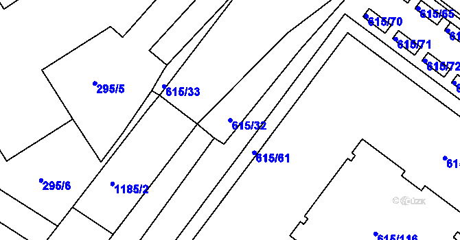 Parcela st. 615/32 v KÚ Prosek, Katastrální mapa