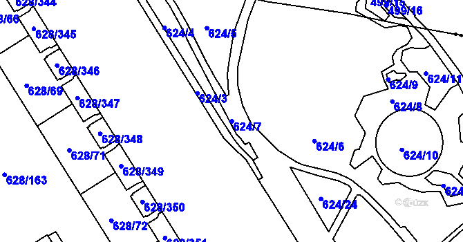 Parcela st. 624/7 v KÚ Prosek, Katastrální mapa