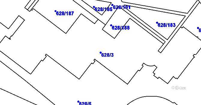 Parcela st. 628/3 v KÚ Prosek, Katastrální mapa
