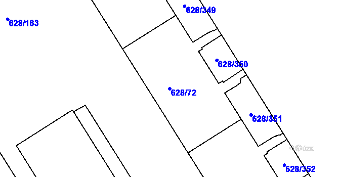 Parcela st. 628/72 v KÚ Prosek, Katastrální mapa