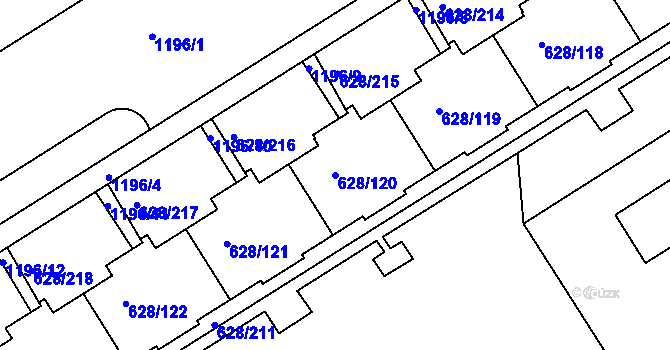 Parcela st. 628/120 v KÚ Prosek, Katastrální mapa