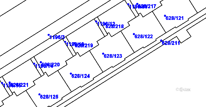Parcela st. 628/123 v KÚ Prosek, Katastrální mapa
