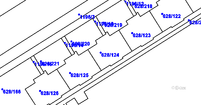 Parcela st. 628/124 v KÚ Prosek, Katastrální mapa