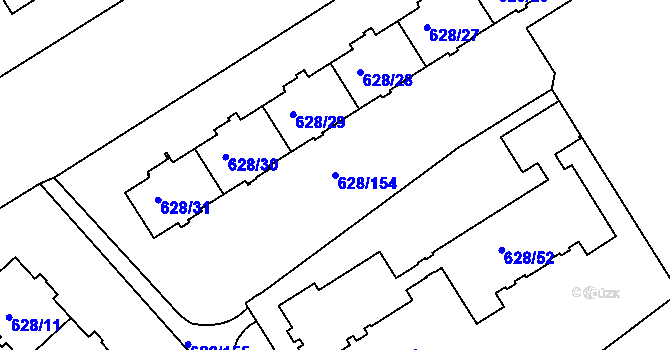 Parcela st. 628/154 v KÚ Prosek, Katastrální mapa