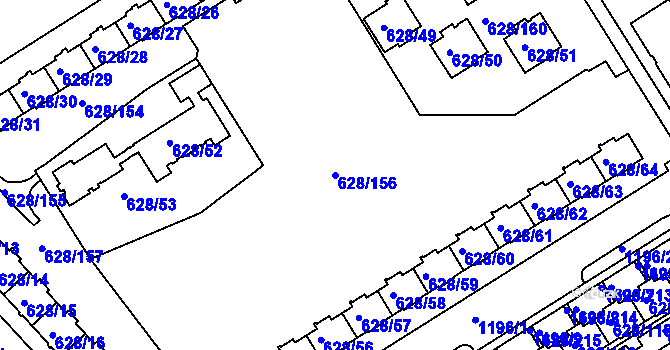 Parcela st. 628/156 v KÚ Prosek, Katastrální mapa