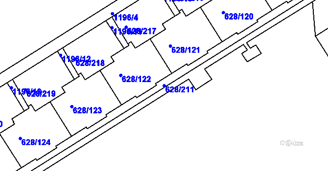 Parcela st. 628/211 v KÚ Prosek, Katastrální mapa